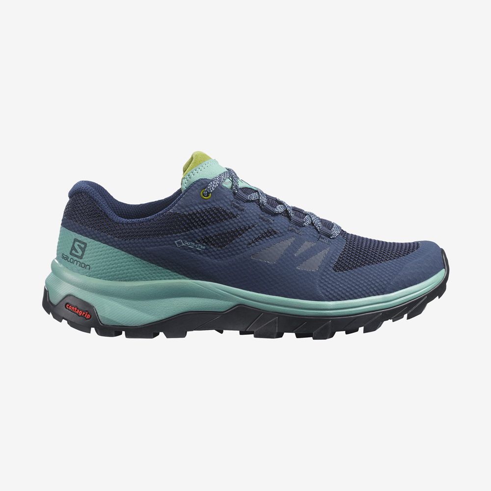 SALOMON OUTLINE WIDE GORE-TEX Philippines - Women's Hiking Shoes - Navy | 061329-RWE